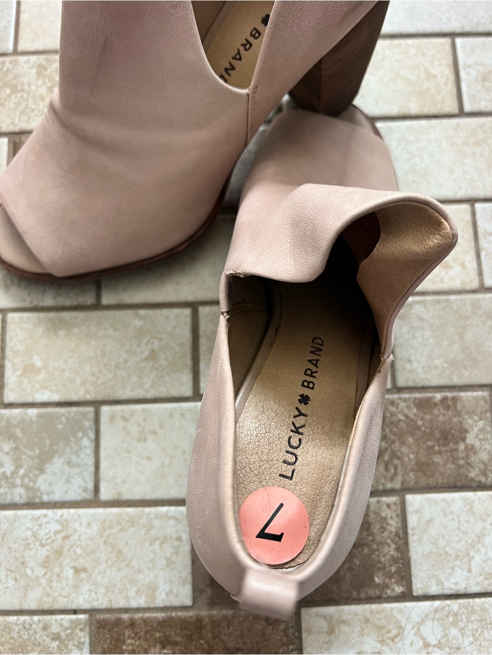 Lucky Brand Blush Open-Toe Block Heel Booties